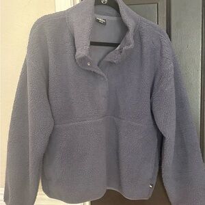 Eddie Bauer Blue Gray Teddy Jacket Cozy Casual Outerwear